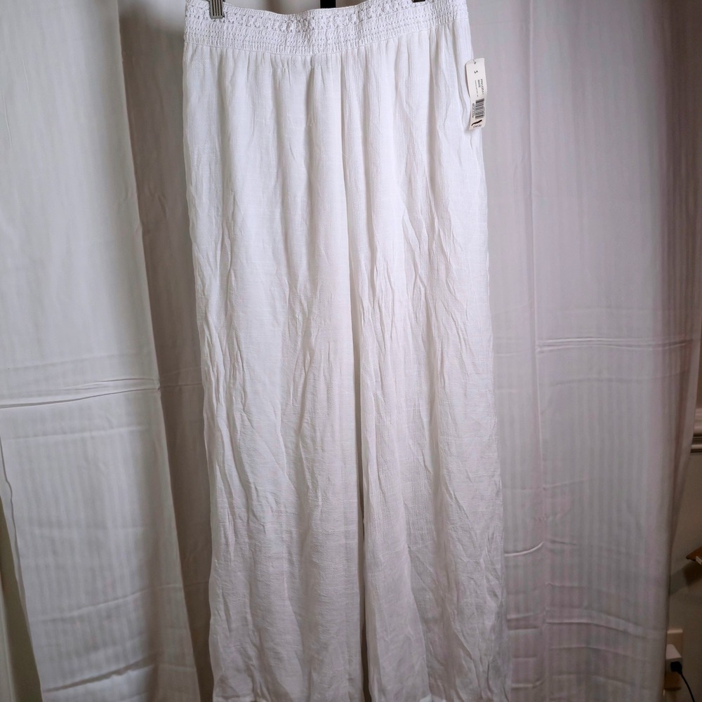 New Directions White‎ Essential Soft Pants Women's Size S Wide Leg Beach Summer